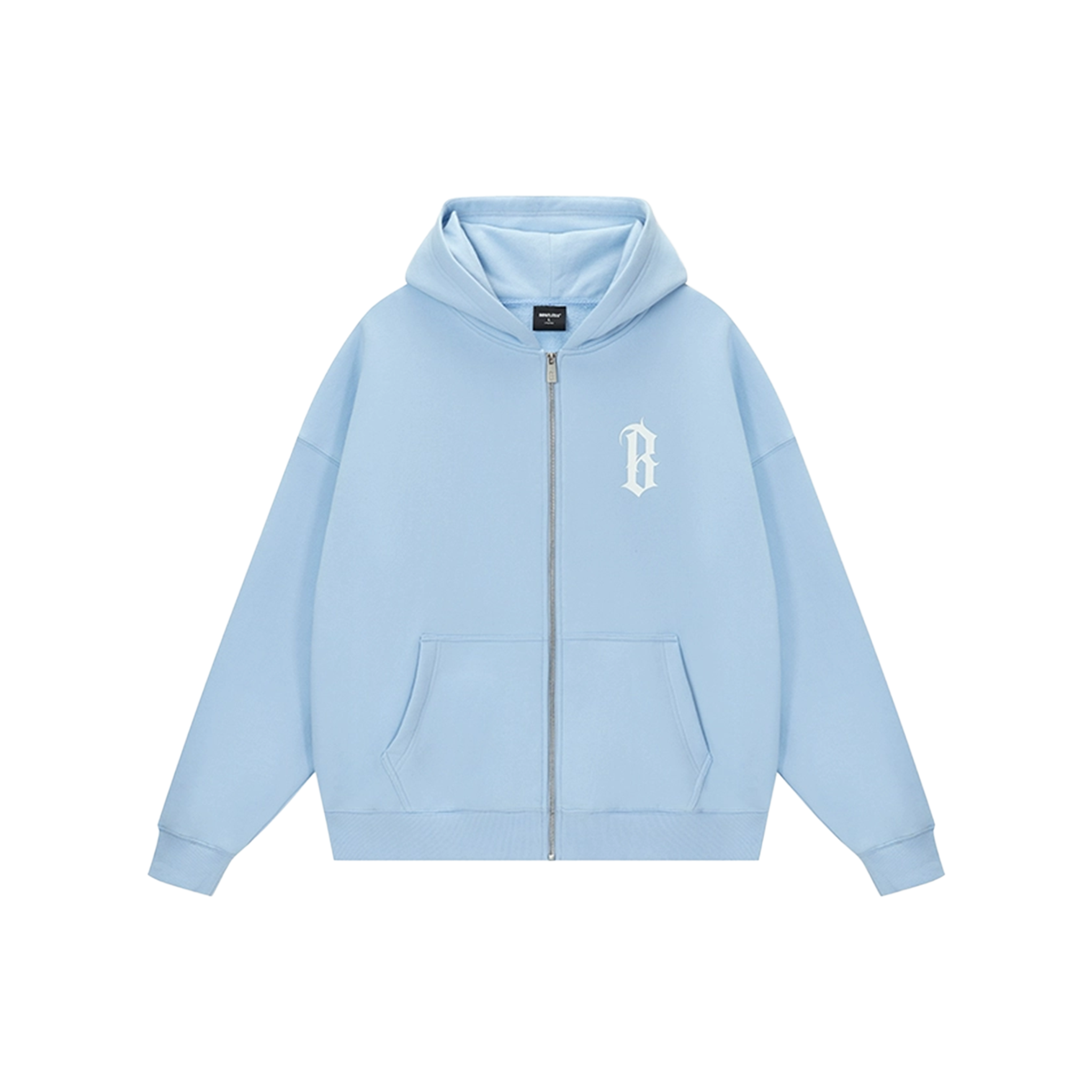 BONELESS Basic B-Print Zipped Up Hoodie Light Blue (FW24)