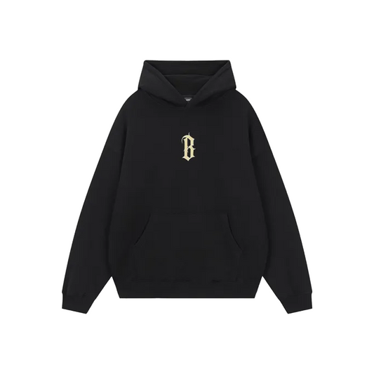 BONELESS Basic B Shaped Printed Hoodie Carbon Black (FW24)