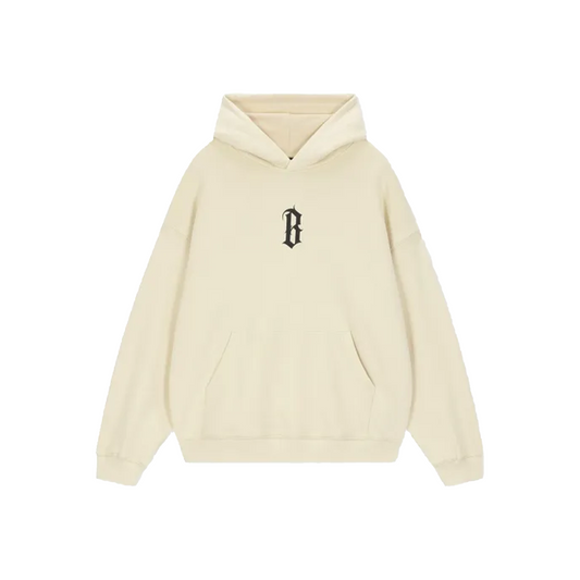 BONELESS Basic B Shaped Printed Hoodie Milk Tea White (FW24)