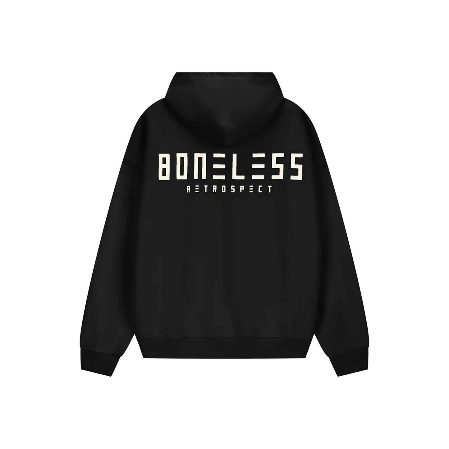 BONELESS Basic Double Zip Up Hoodie Black (FW24)