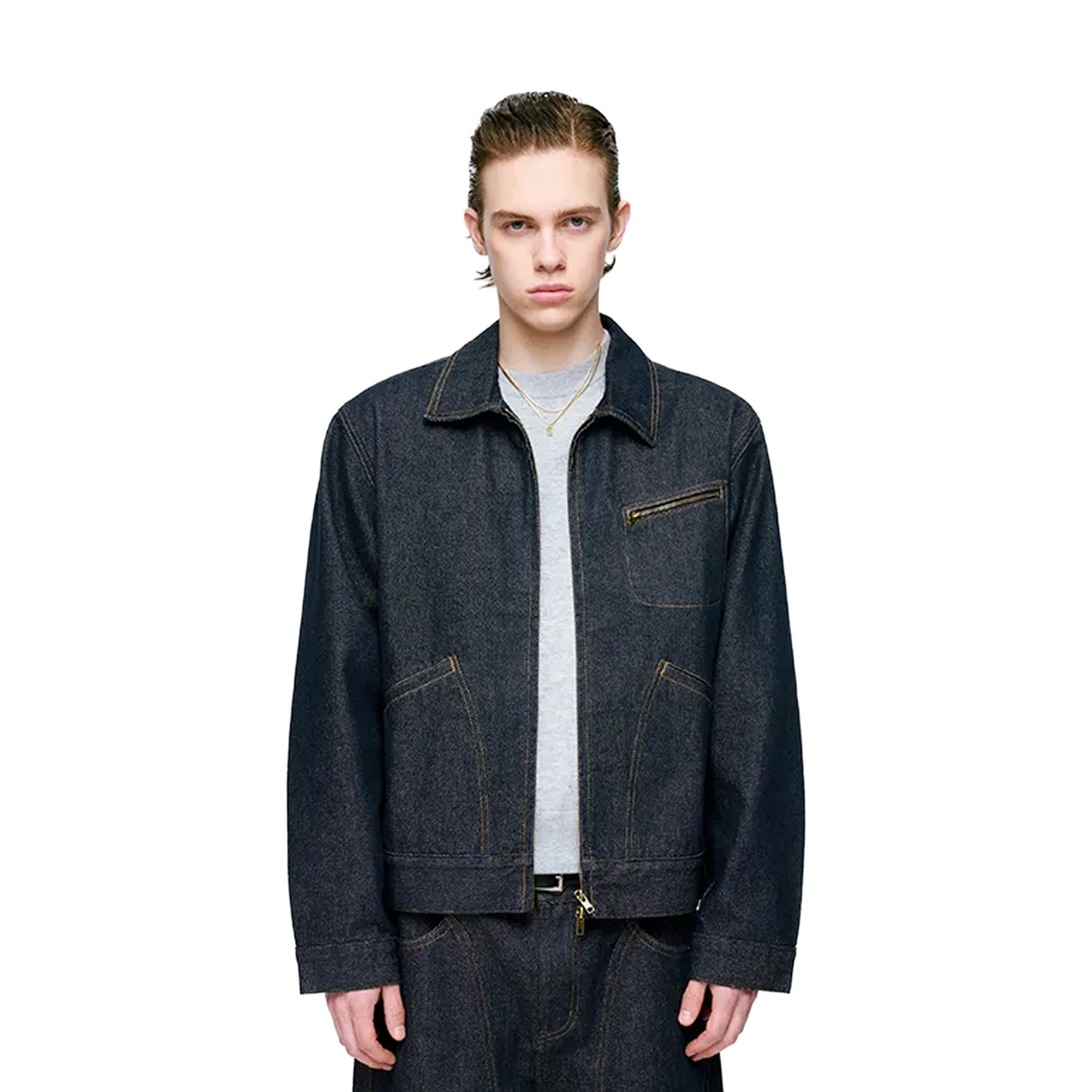BONELESS Collared Raw Denim Jacket Blue (SS26)