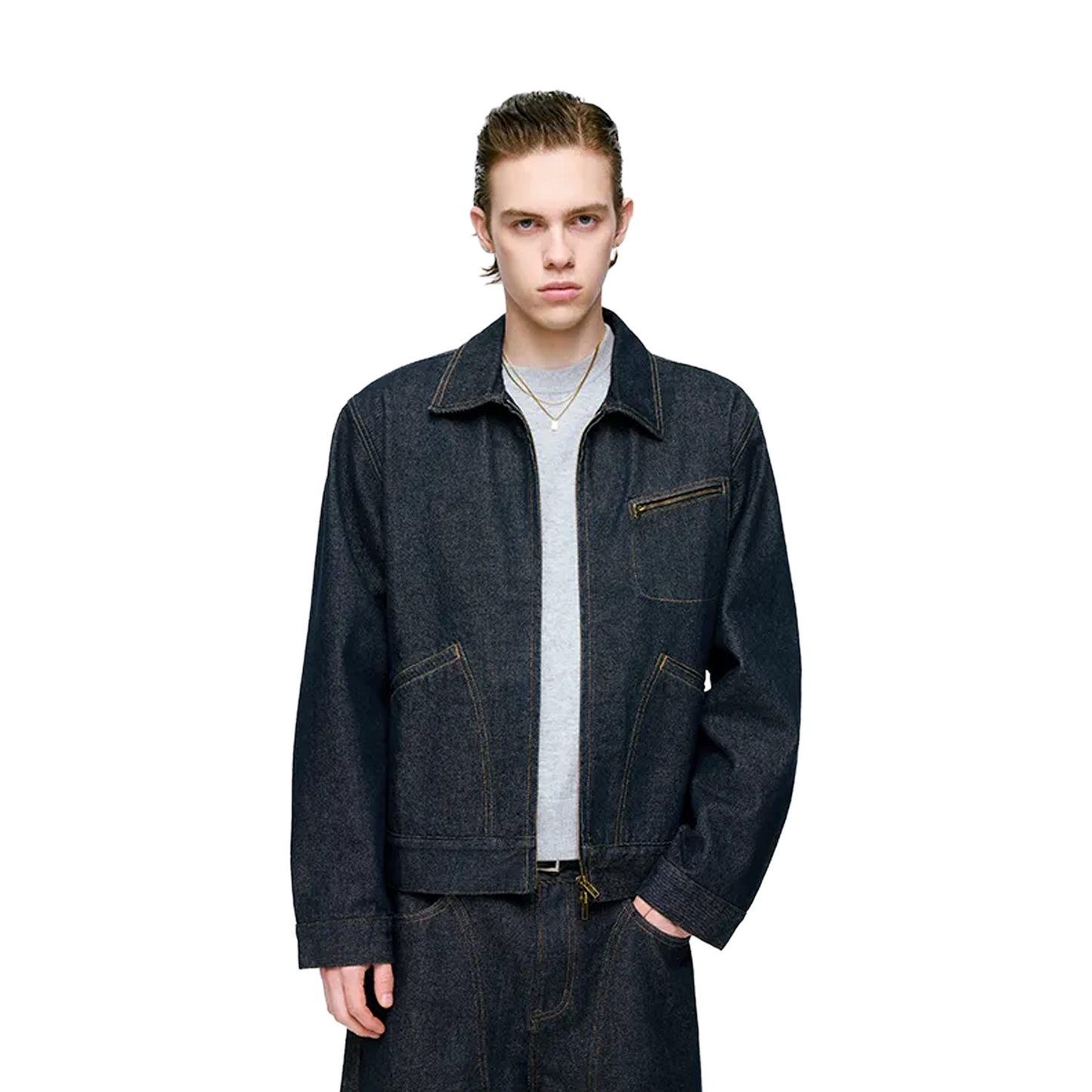 BONELESS Collared Raw Denim Jacket Blue (SS26)