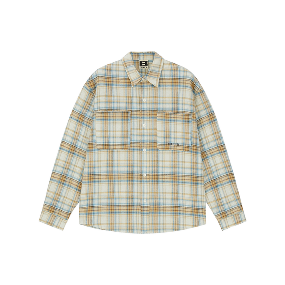 BONELESS Checkered Color Block Plaid Shirt Blue/Yellow (FW24)