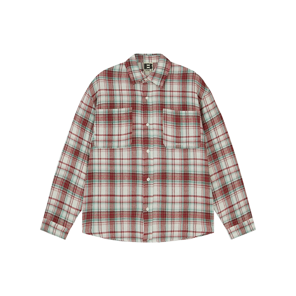 BONELESS Checkered Color Block Plaid Shirt Red/White (FW24)
