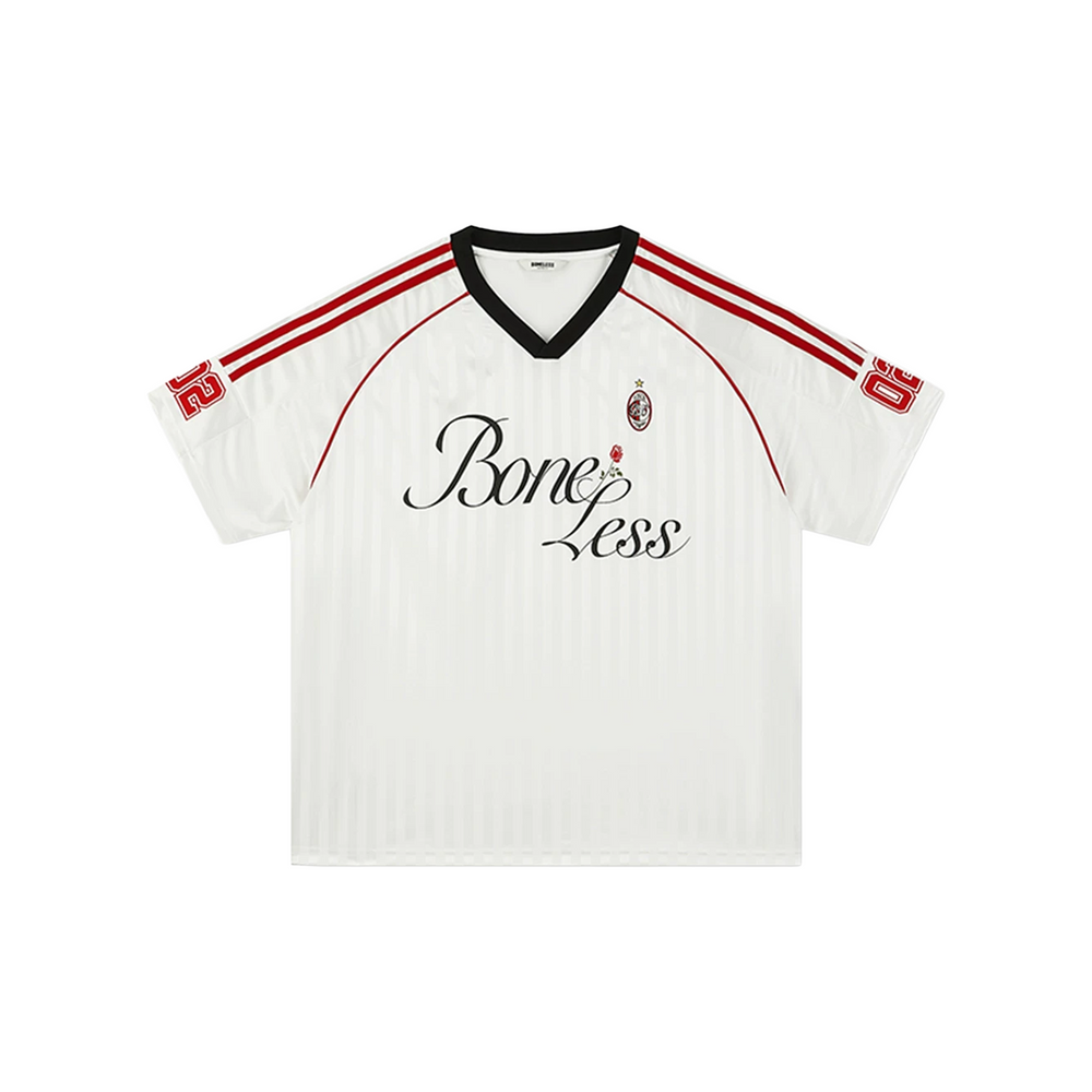 BONELESS Colour Blocked V Neck Jersey White (SS25)