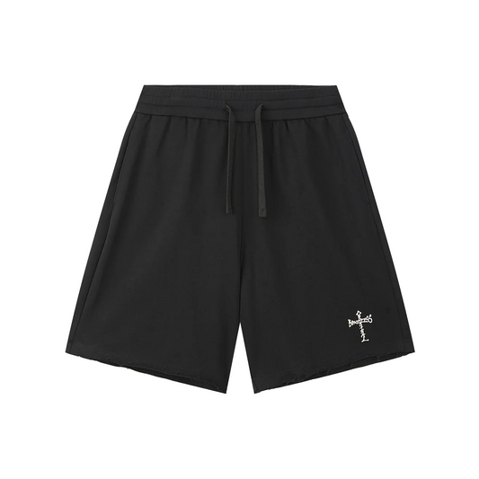 BONELESS Cross Graffiti Loose Sideback Shorts Black (SS25)