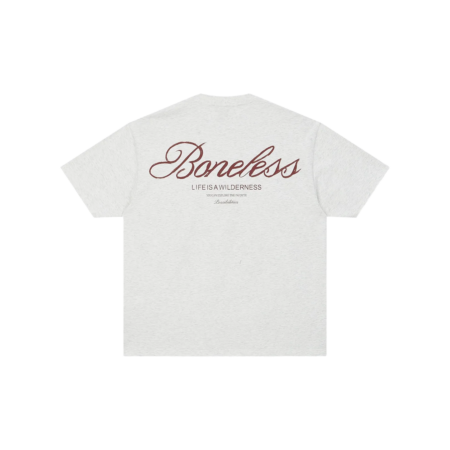 BONELESS Cursive Typography Printed Tee White Floral (SS25)