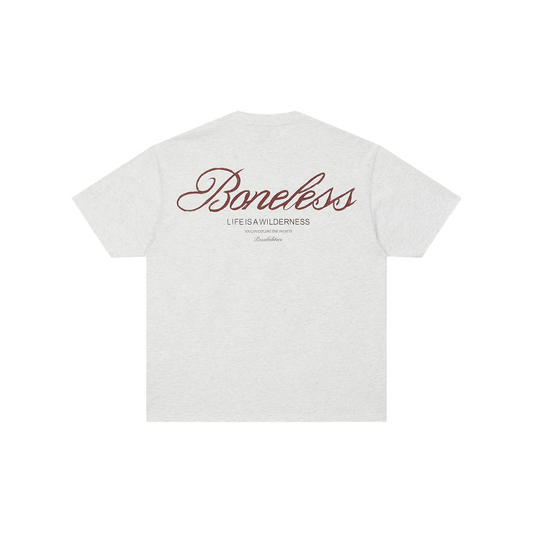 BONELESS Cursive Typography Printed Tee White Floral (SS25)