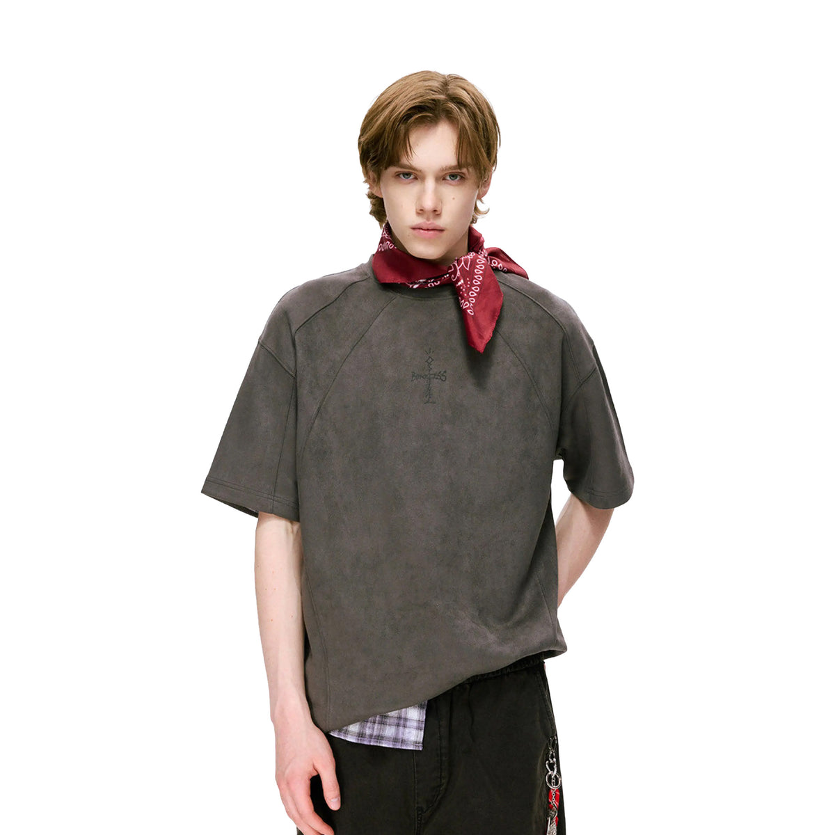 BONELESS Deconstructed Cross Tee Dark Grey (SS26)