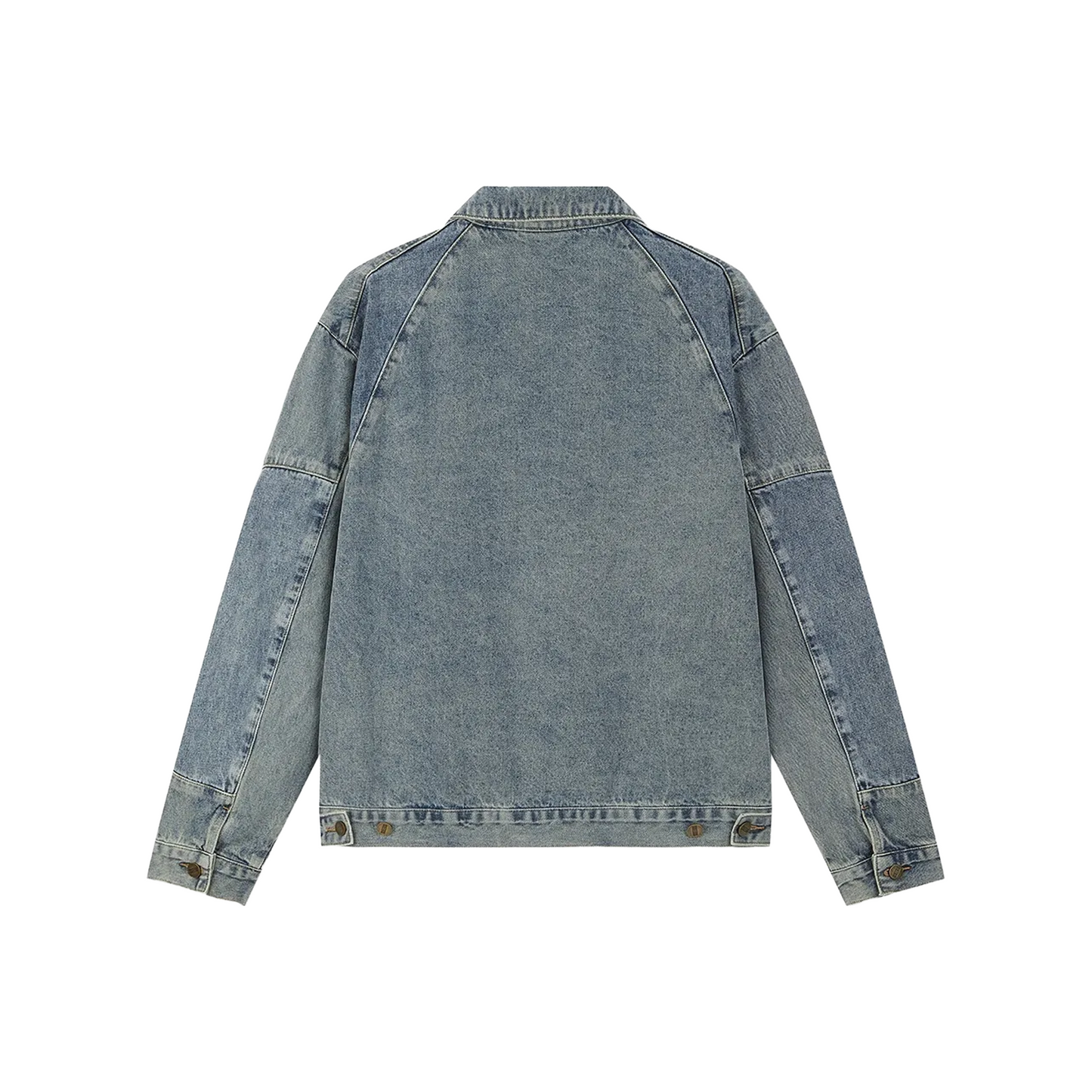 BONELESS Deconstructed Patchwork Denim Jacket Washed Blue (FW25)