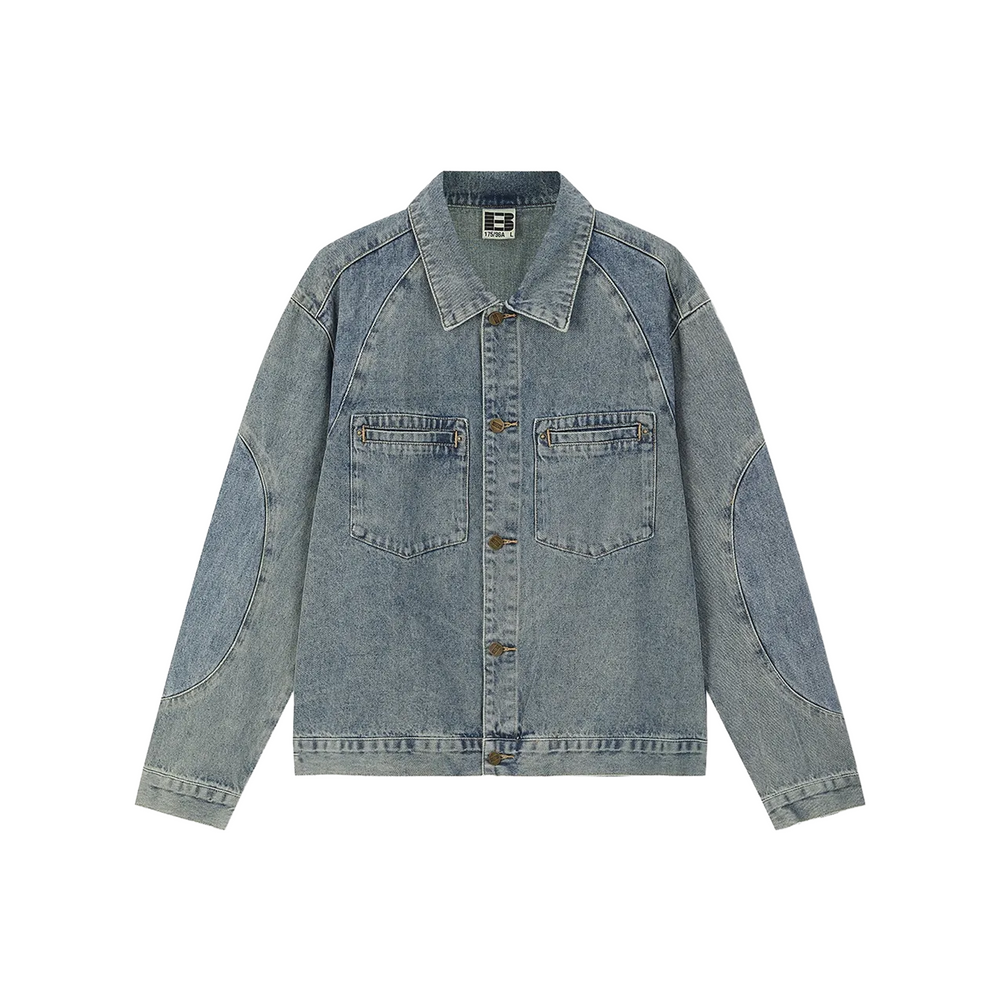 BONELESS Deconstructed Patchwork Denim Jacket Washed Blue (FW25)