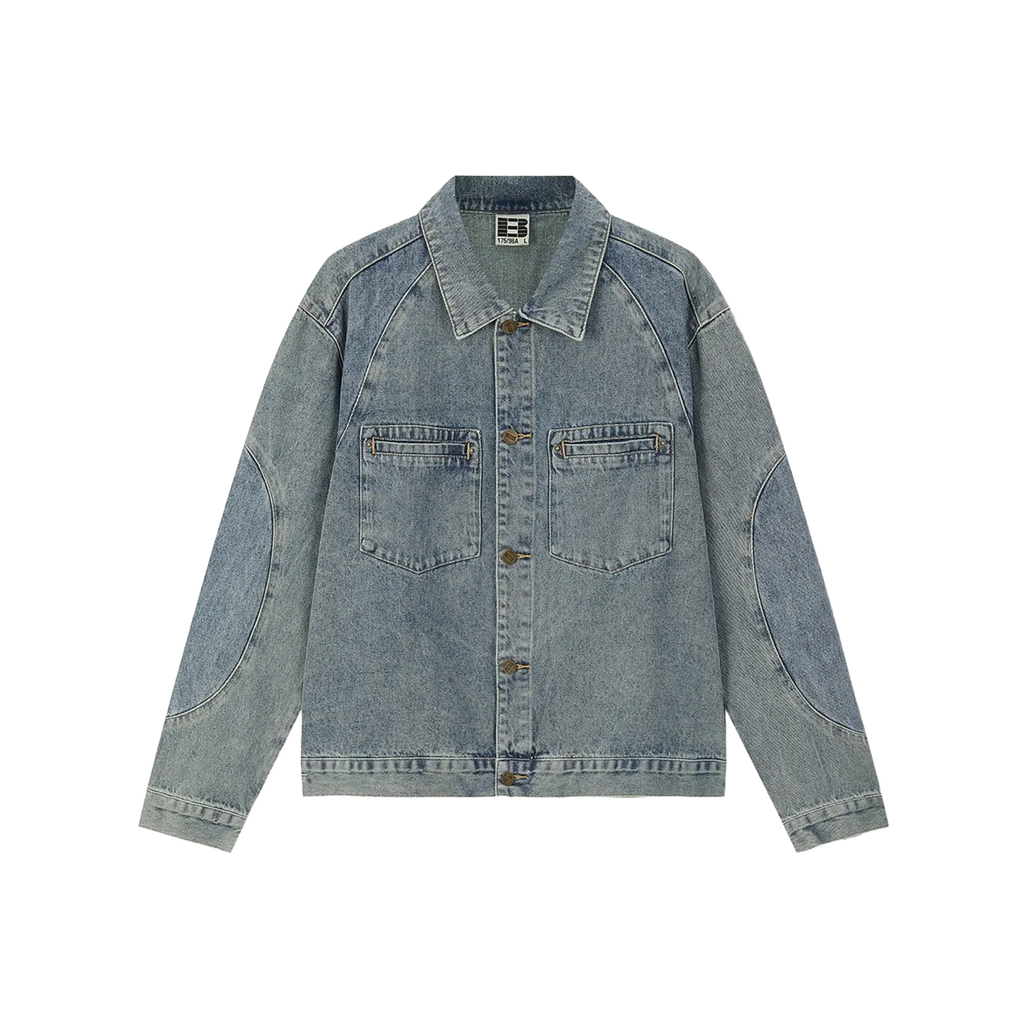 BONELESS Deconstructed Patchwork Denim Jacket Washed Blue (FW25)
