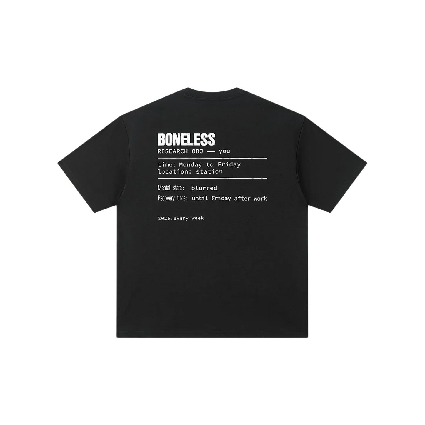 BONELESS Distressed Pattern Print S/S Tee Black (SS25)