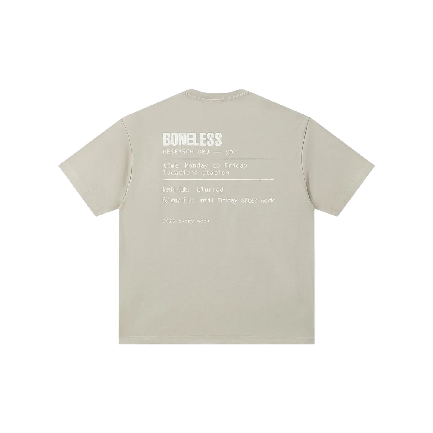 BONELESS Distressed Pattern Print S/S Tee Pigeon Feather Grey (SS25)