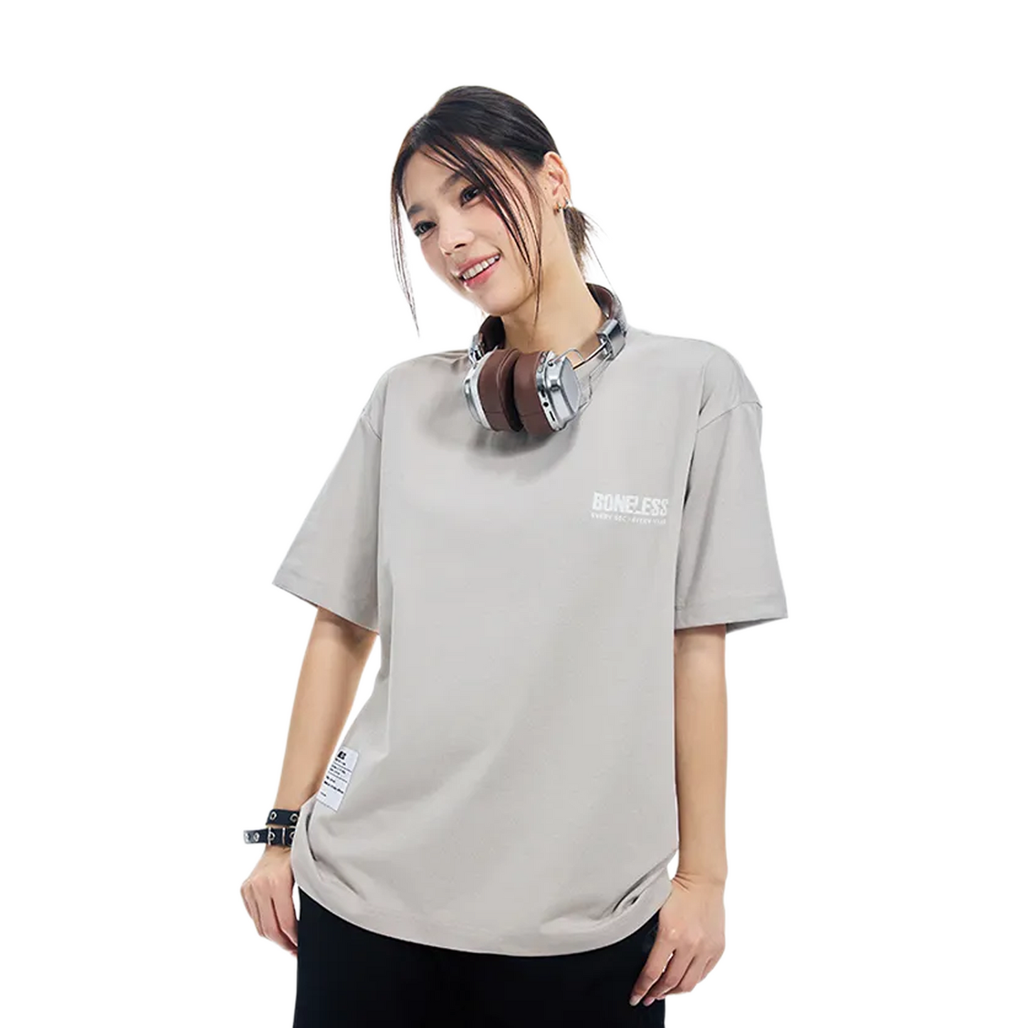 BONELESS Distressed Pattern Print S/S Tee Pigeon Feather Grey (SS25)