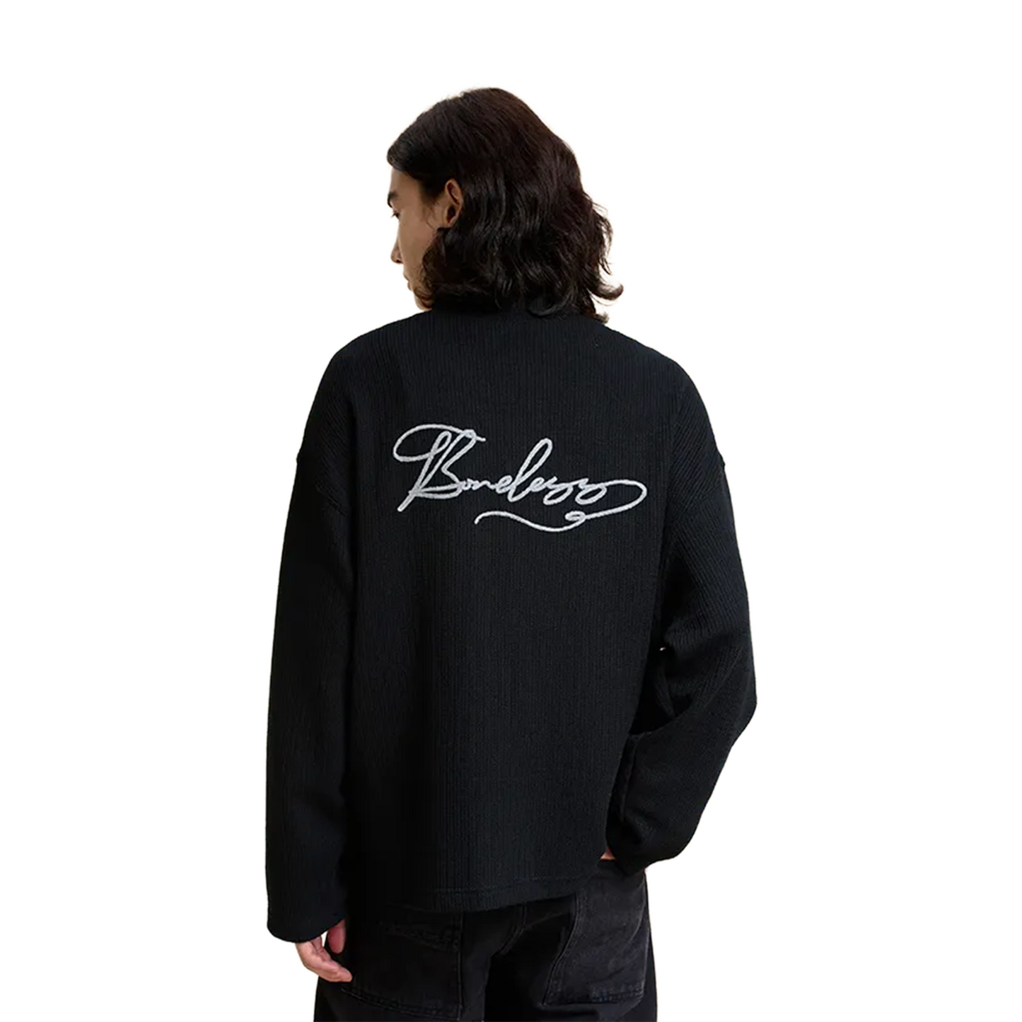 BONELESS Embroidered Loose Knit Sweater Black (FW24)