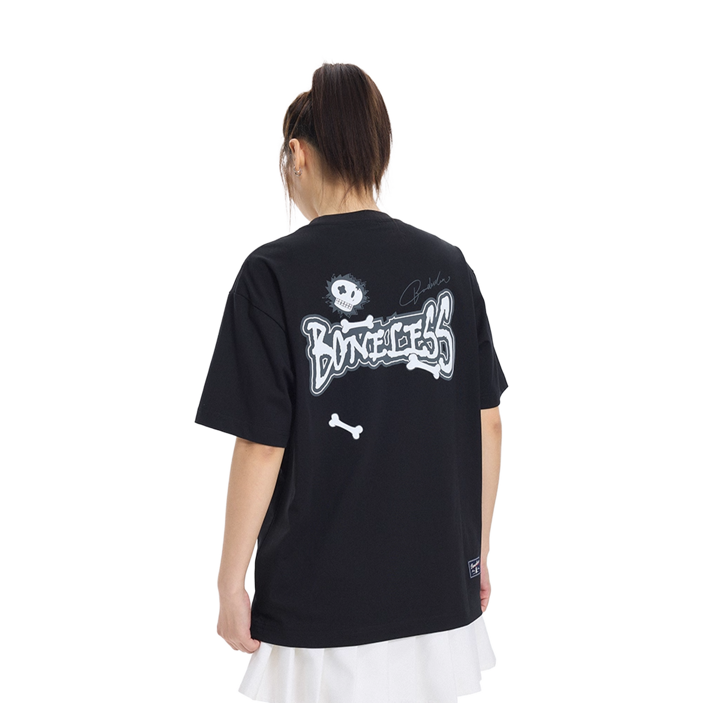 BONELESS Fun Letter Skull Printed Short Sleeved Tee Ivory Black (SS25)