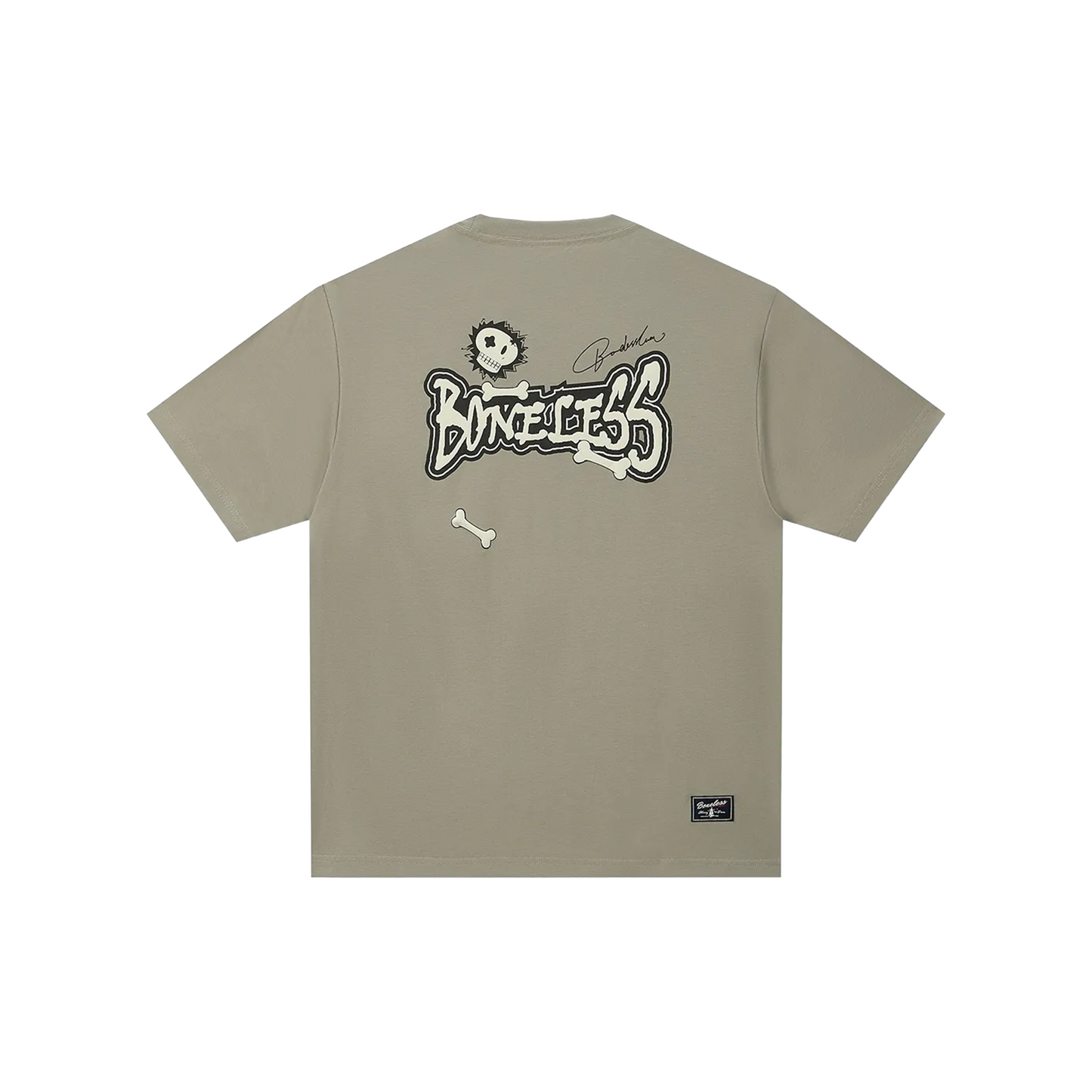 BONELESS Fun Letter Skull Printed Short Sleeved Tee Ivory Grey Green (SS25)