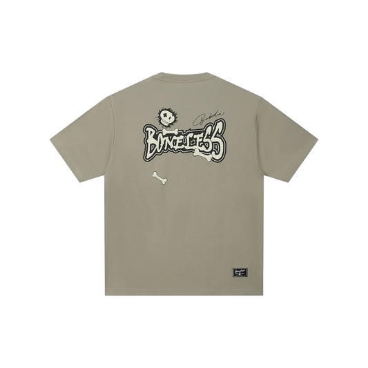 BONELESS Fun Letter Skull Printed Short Sleeved Tee Ivory Grey Green (SS25)