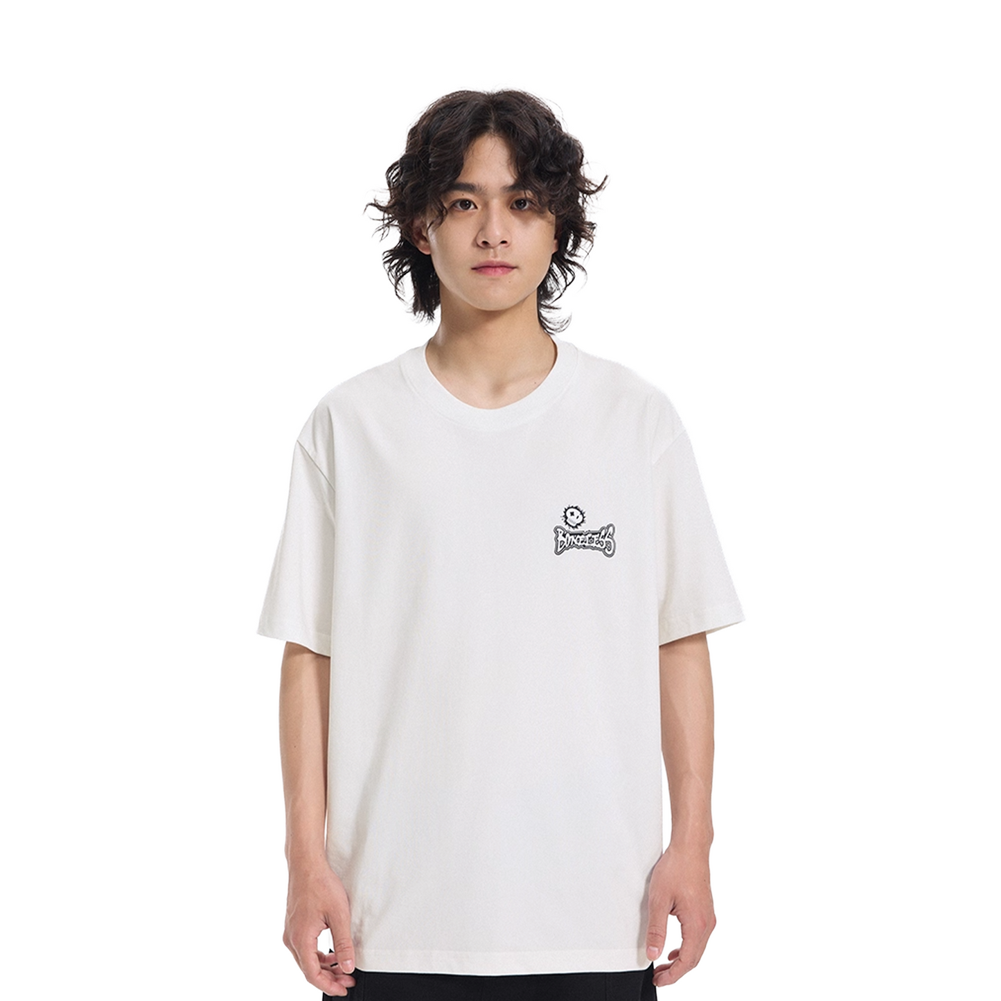 BONELESS Fun Letter Skull Printed Short Sleeved Tee Ivory White (SS25)