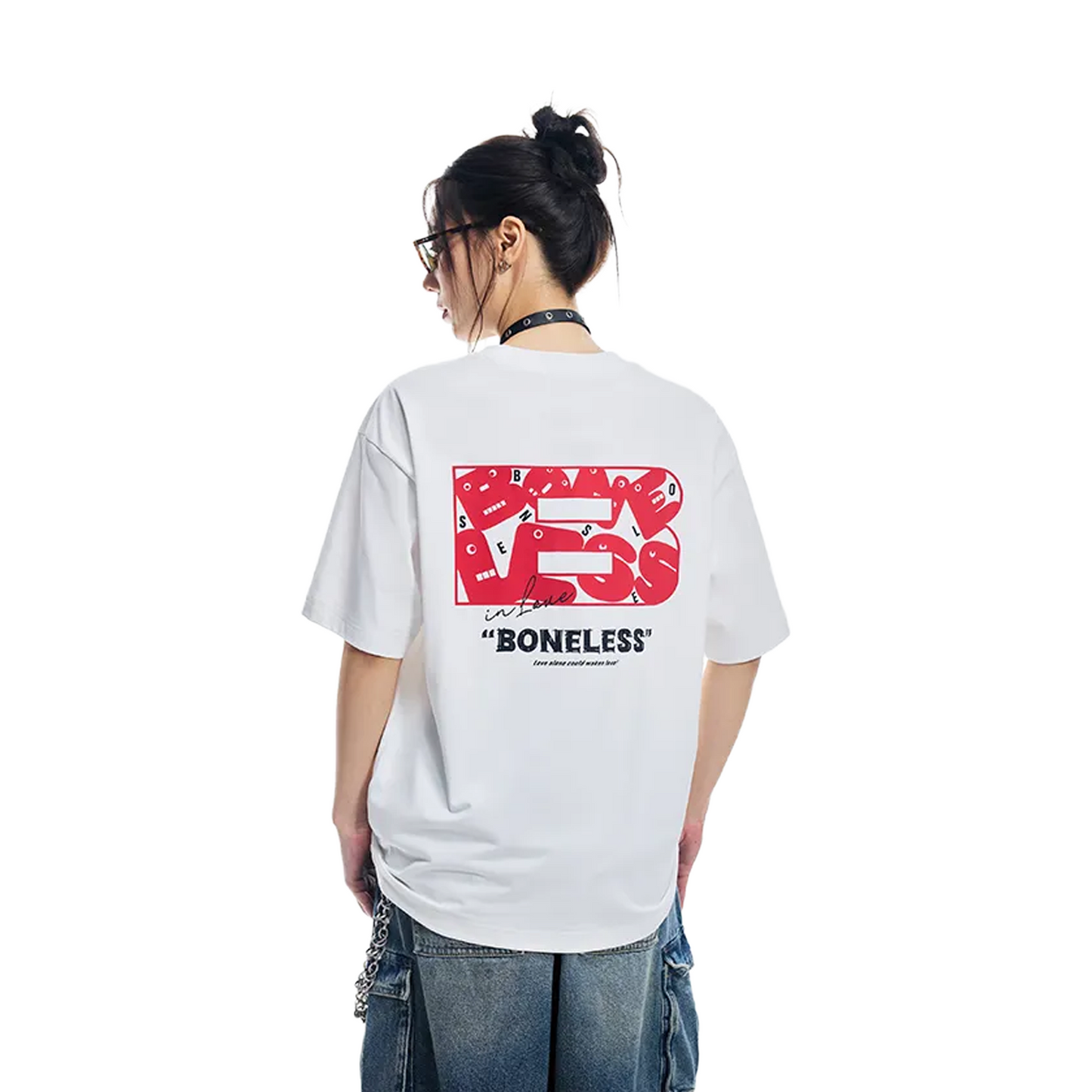BONELESS Fun Letter Tee White (SS26)