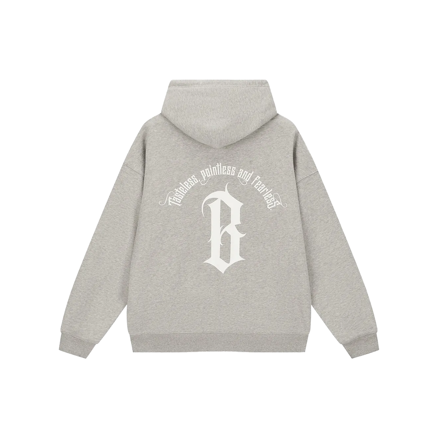 BONELESS Gothic Slogan Printed Hoodie Mist Heather Gray (SS22)