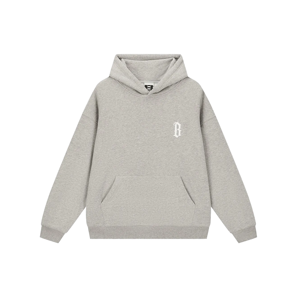 BONELESS Gothic Slogan Printed Hoodie Mist Heather Gray (SS22)