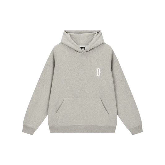 BONELESS Gothic Slogan Printed Hoodie Mist Heather Gray (SS22)