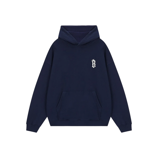BONELESS Gothic Slogan Printed Hoodie Vintage Navy (SS22)
