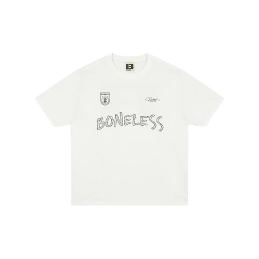 BONELESS Hand Painted Graffiti Grid Pattern S/S Tee White (SS25)