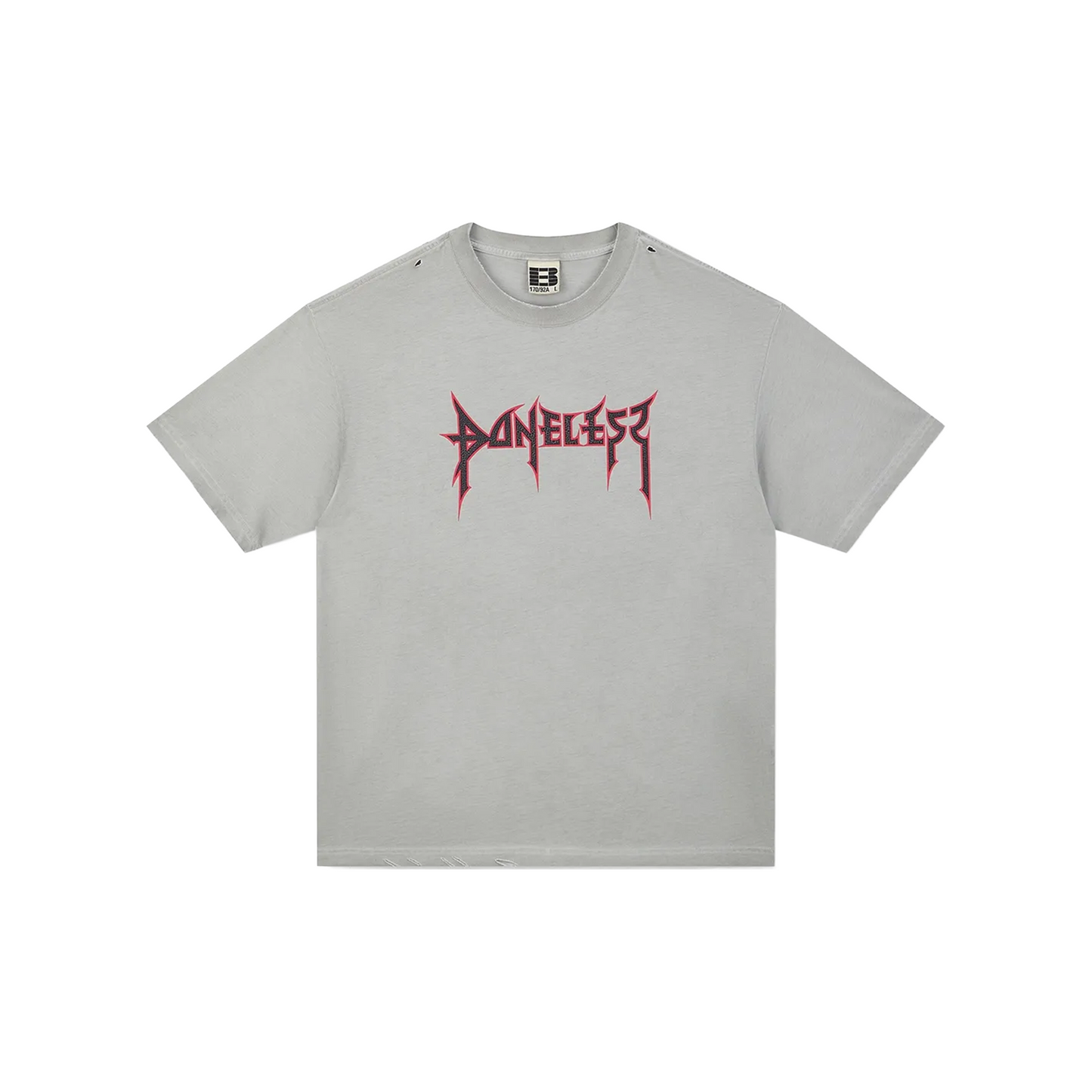 BONELESS High Street Washed Printed Short Sleeved Tee Light Grey (SS25)
