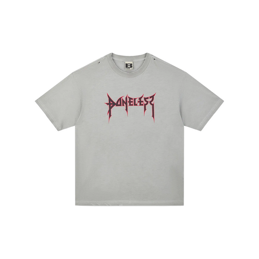 BONELESS High Street Washed Printed Short Sleeved Tee Light Grey (SS25)