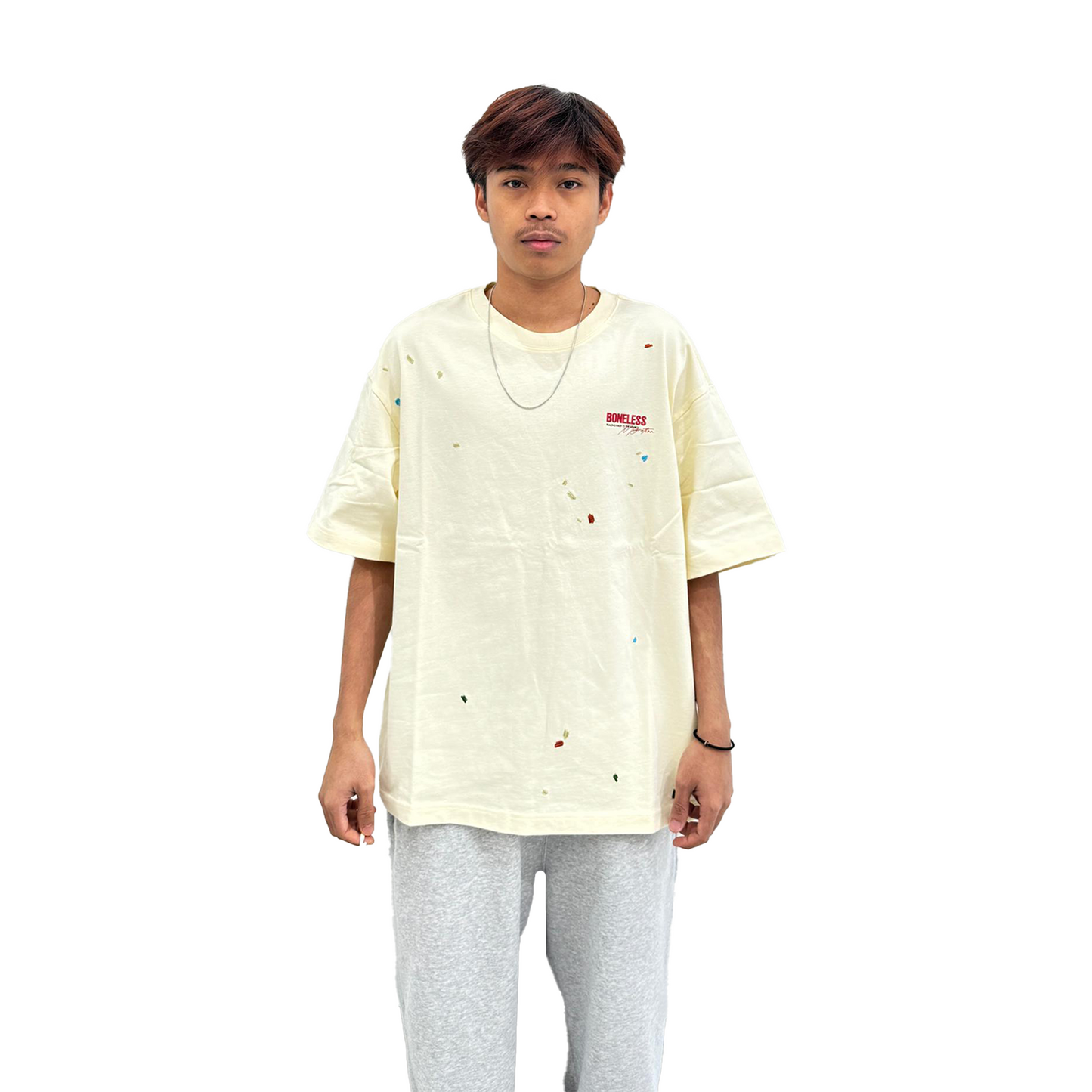 BONELESS Ink Embroidery S/S Tee Light Yellow (SS22)