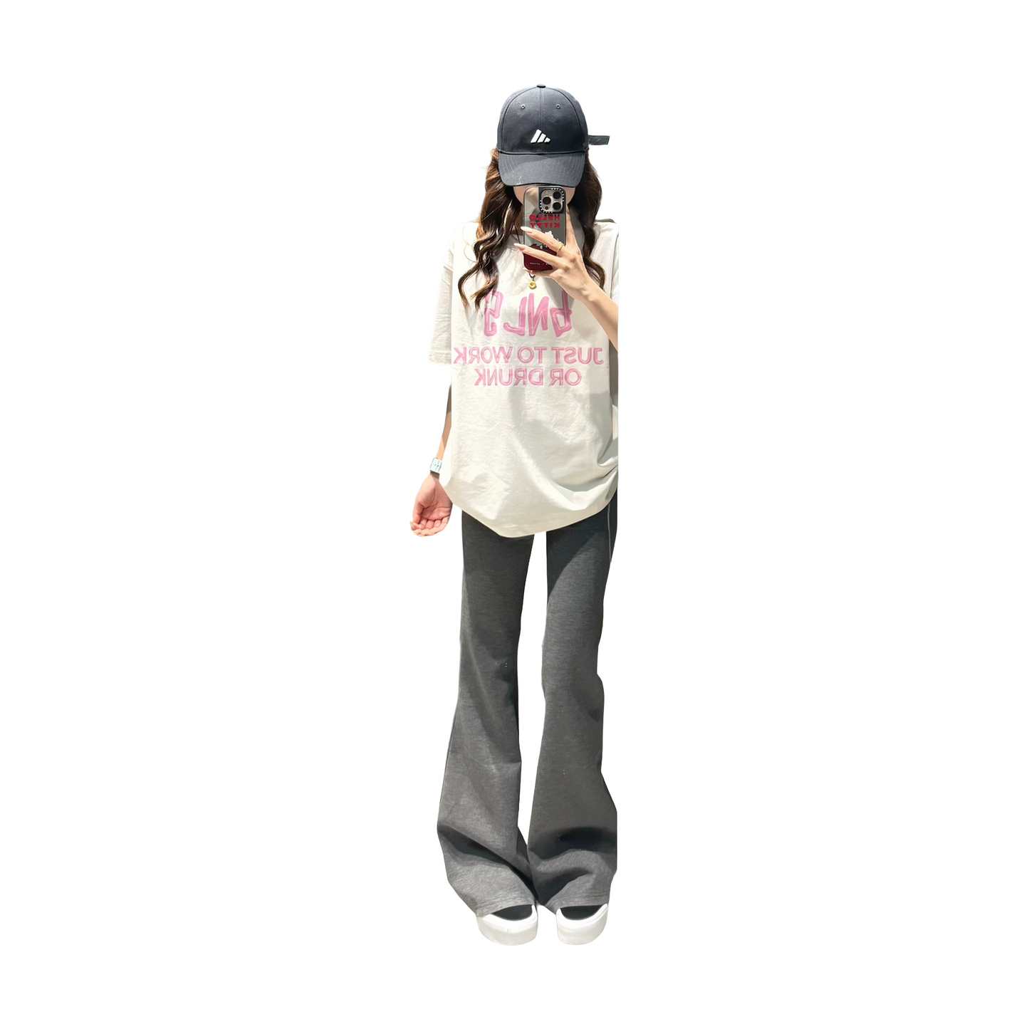 BONELESS Just To Work Or Drunk Tee Light Apricot (SS25)