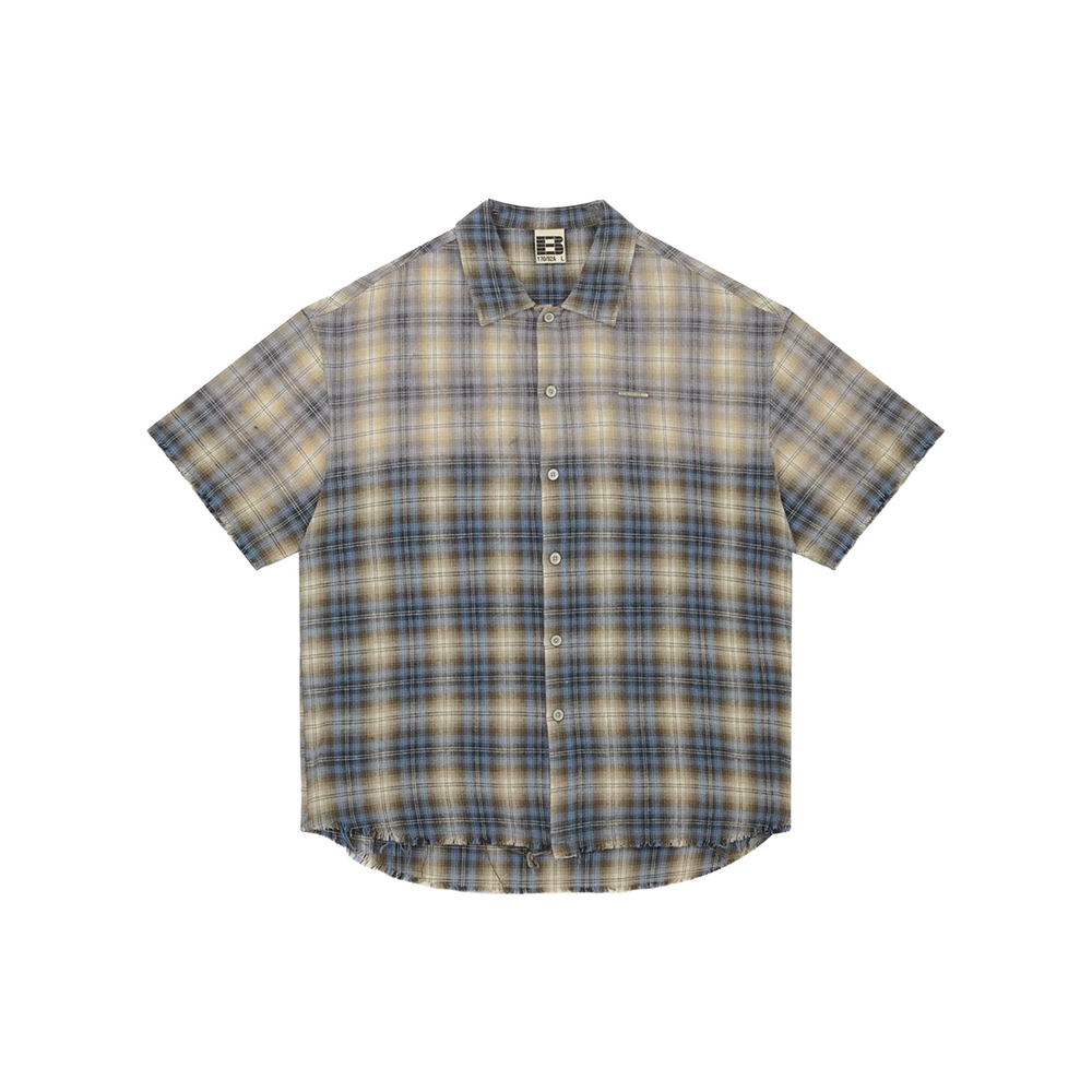 BONELESS Logo Washed Pure Gradient Short Sleeved Shirt Blue/Yellow (SS25)