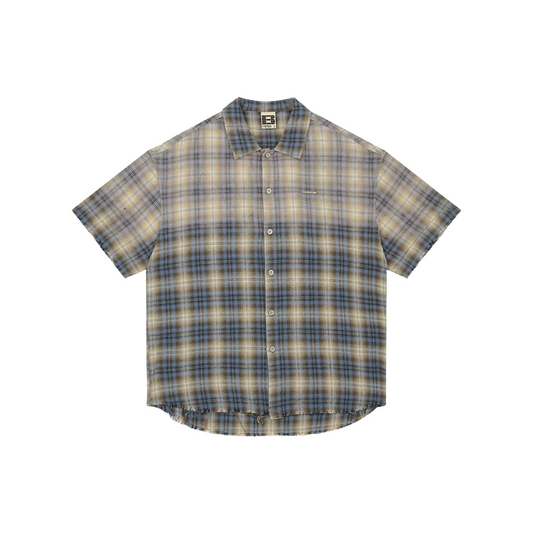 BONELESS Logo Washed Pure Gradient Short Sleeved Shirt Blue/Yellow (SS25)