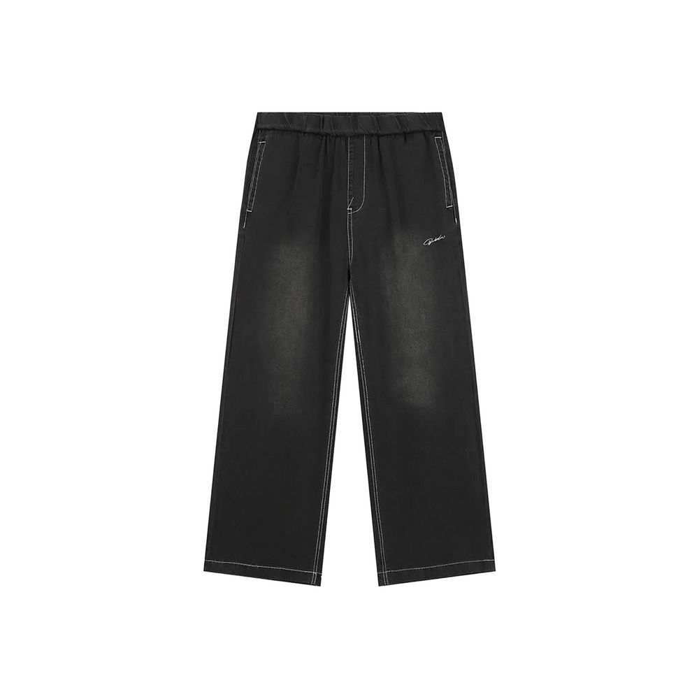 BONELESS Loose Washed Retro Versatile Casual Pants Black (SS25)