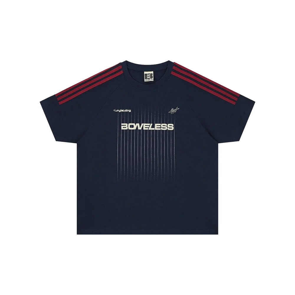BONELESS Patchwork Ribbon Gradient Tee Navy Blue (SS25)