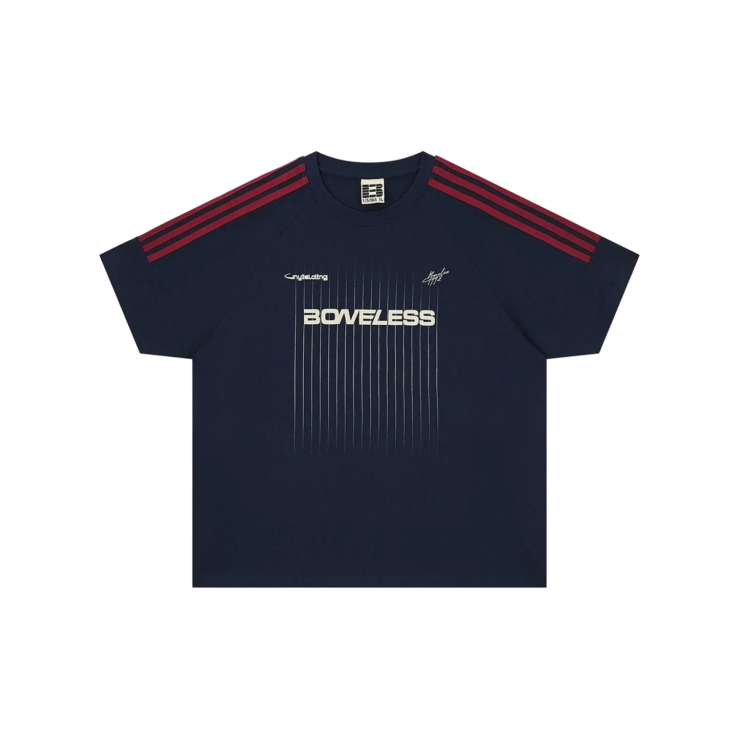 BONELESS Patchwork Ribbon Gradient Tee Navy Blue (SS25)
