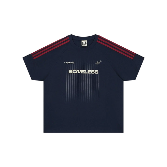 BONELESS Patchwork Ribbon Gradient Tee Navy Blue (SS25)