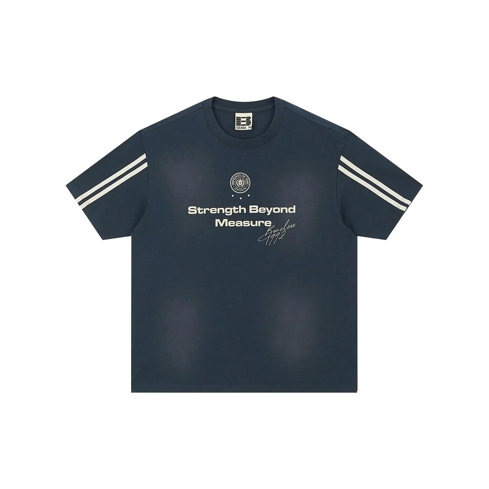 BONELESS Patchwork Ribbon Spray Print S/S Tee Navy (SS25)