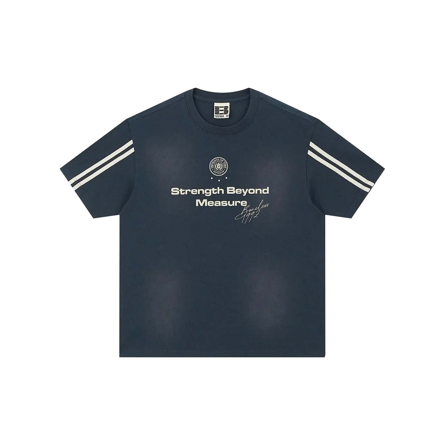 BONELESS Patchwork Ribbon Spray Print S/S Tee Navy (SS25)