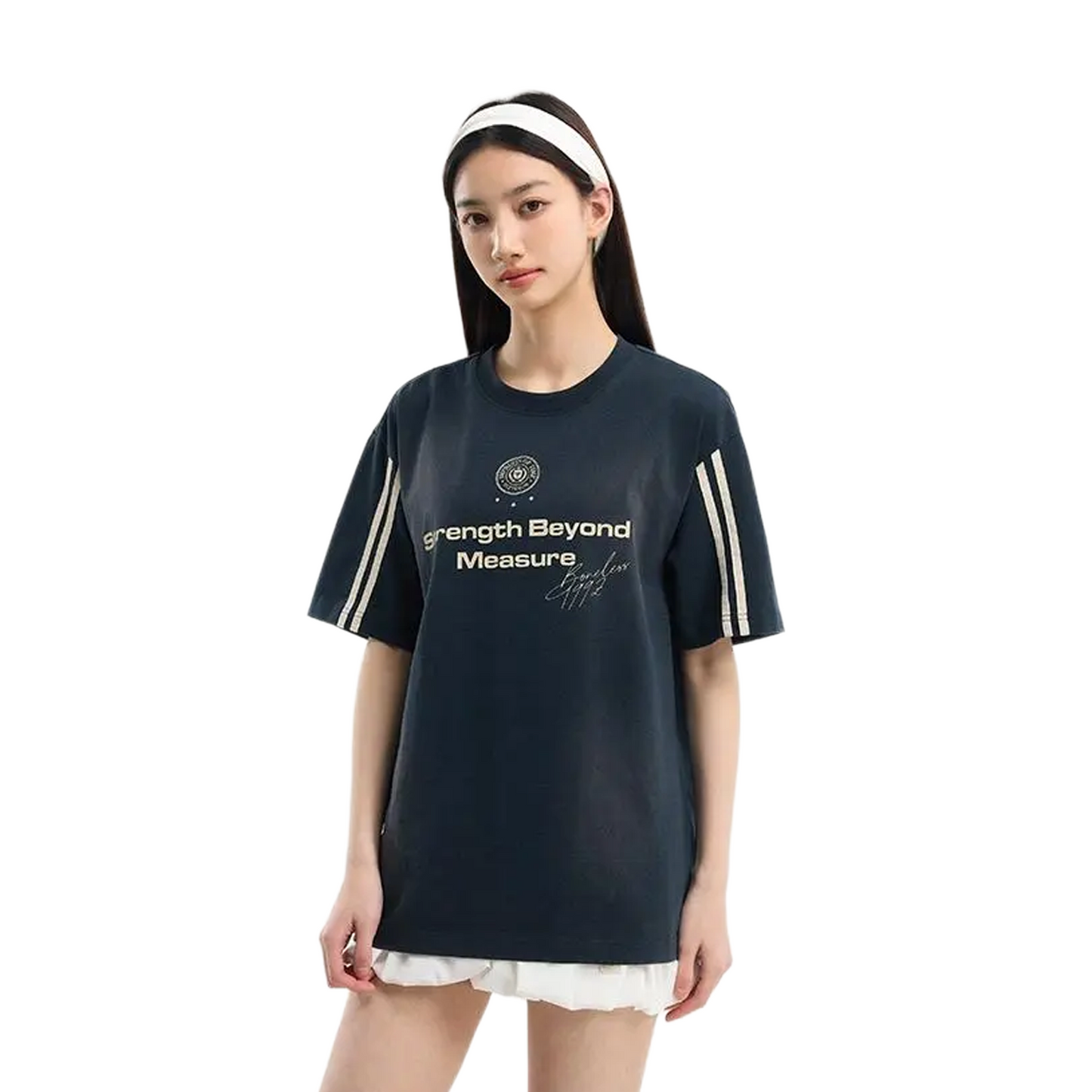 BONELESS Patchwork Ribbon Spray Print S/S Tee Navy (SS25)
