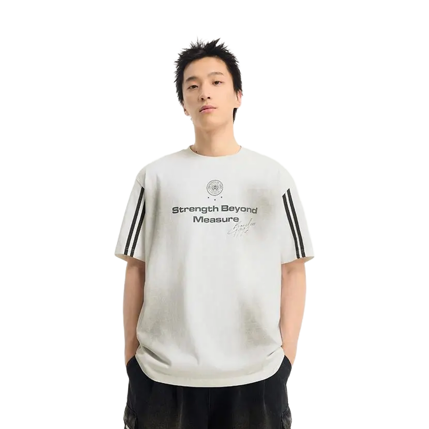 BONELESS Patchwork Ribbon Spray Print S/S Tee White (SS25)