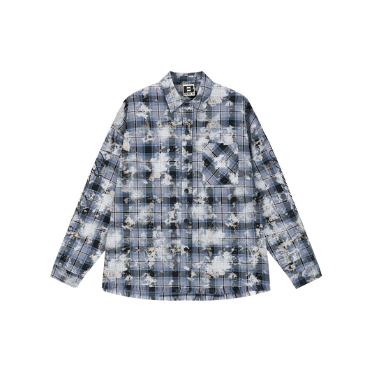 BONELESS Plaid Floral Long Sleeved Shirt Blue (FW23)