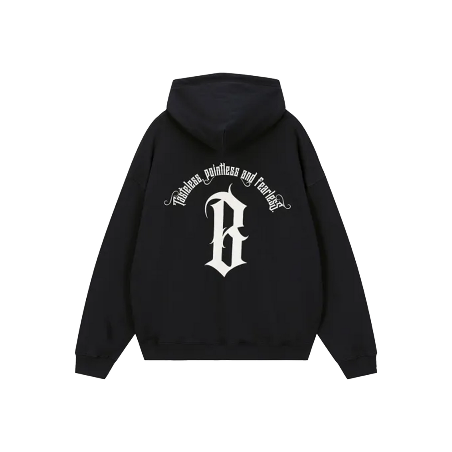 BONELESS Gothic Slogan Printed Hoodie Carbon Black (SS22)