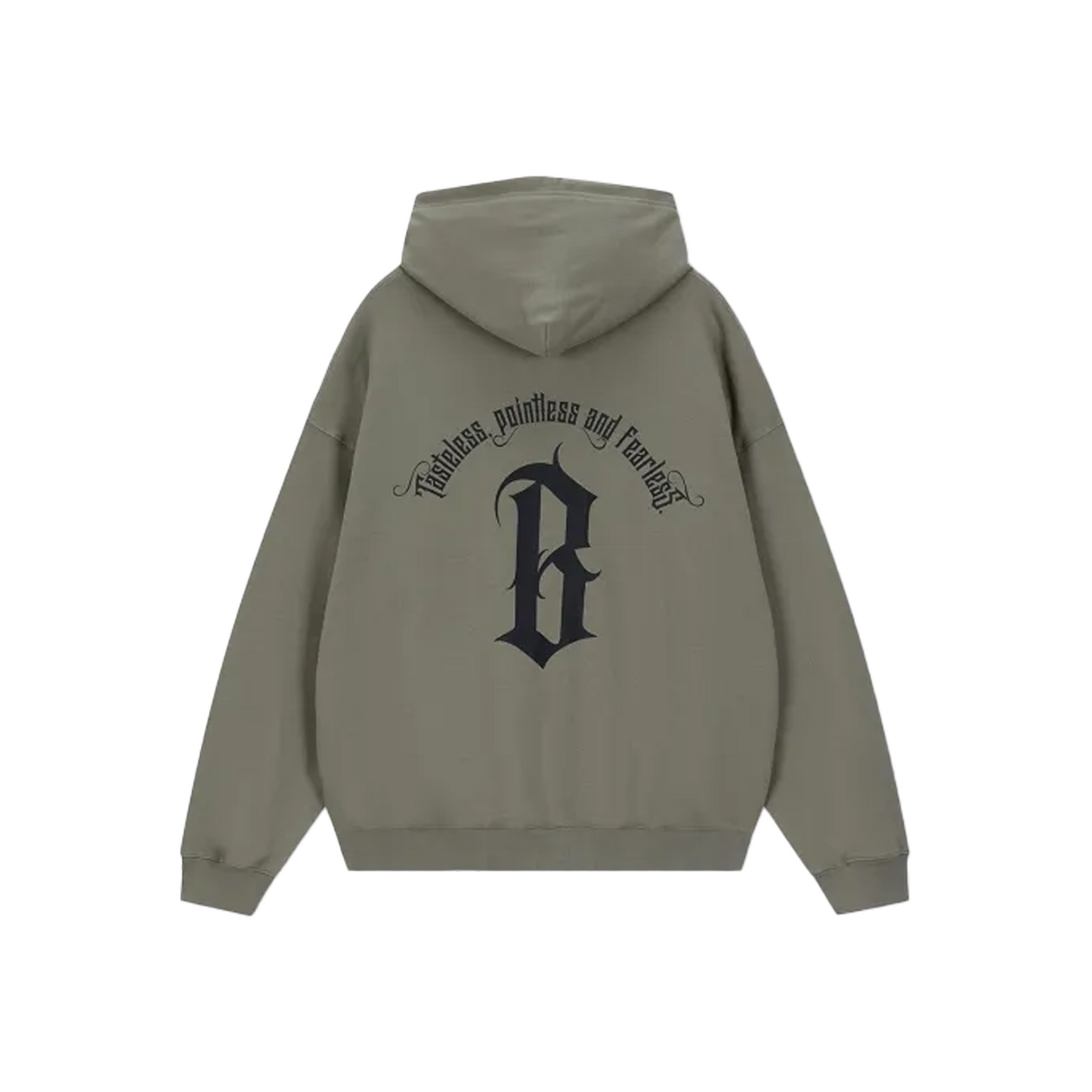 BONELESS Gothic Slogan Printed Hoodie Cement Grey (SS22)