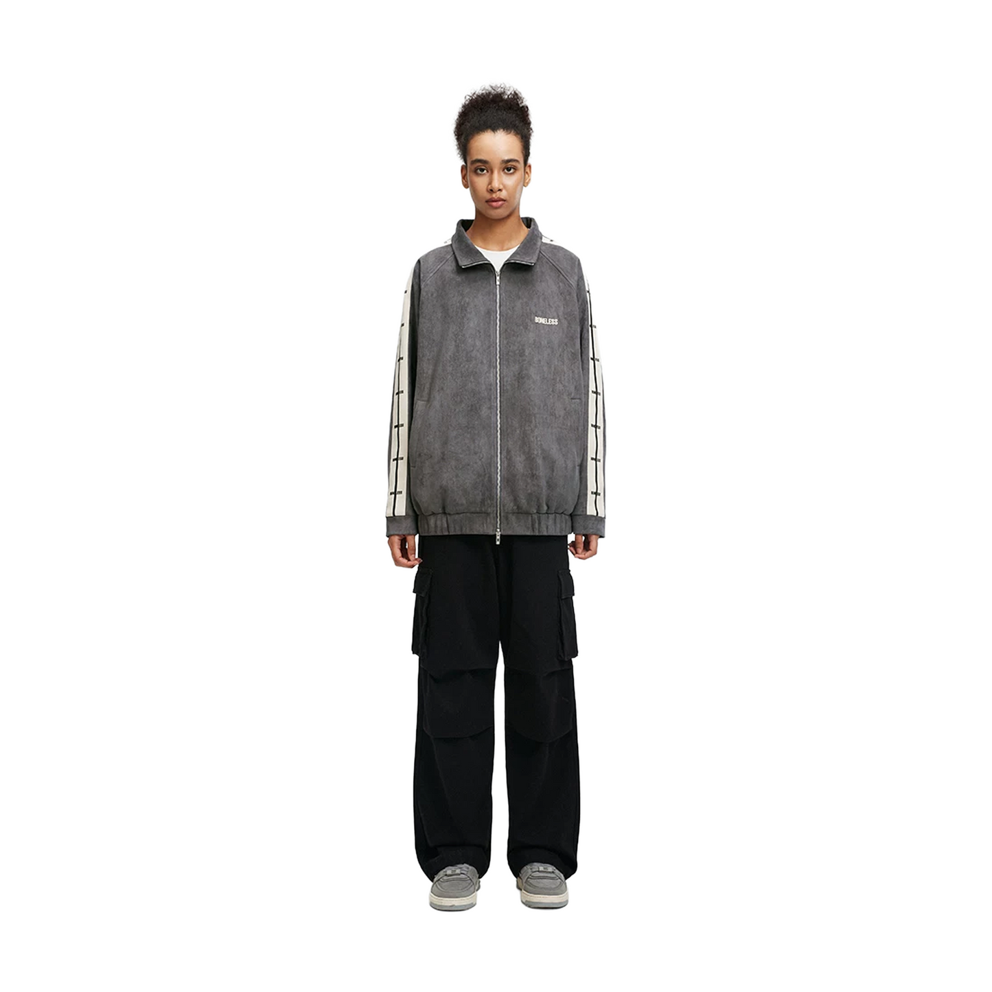 BONELESS Ribbed Raglan Jacket Grey (FW23)