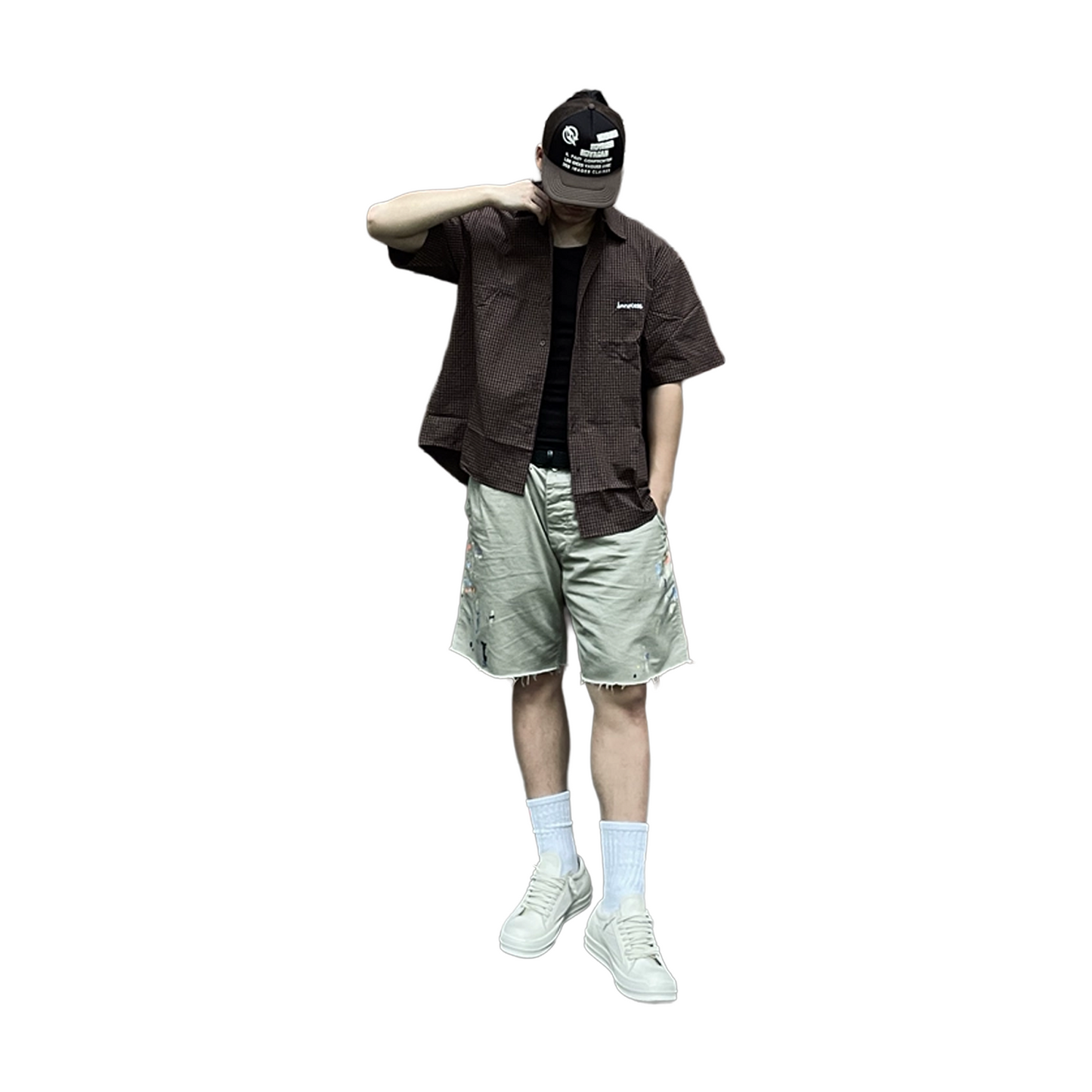 BONELESS Seersucker Plaid Shirt Dark Brown (SS25)