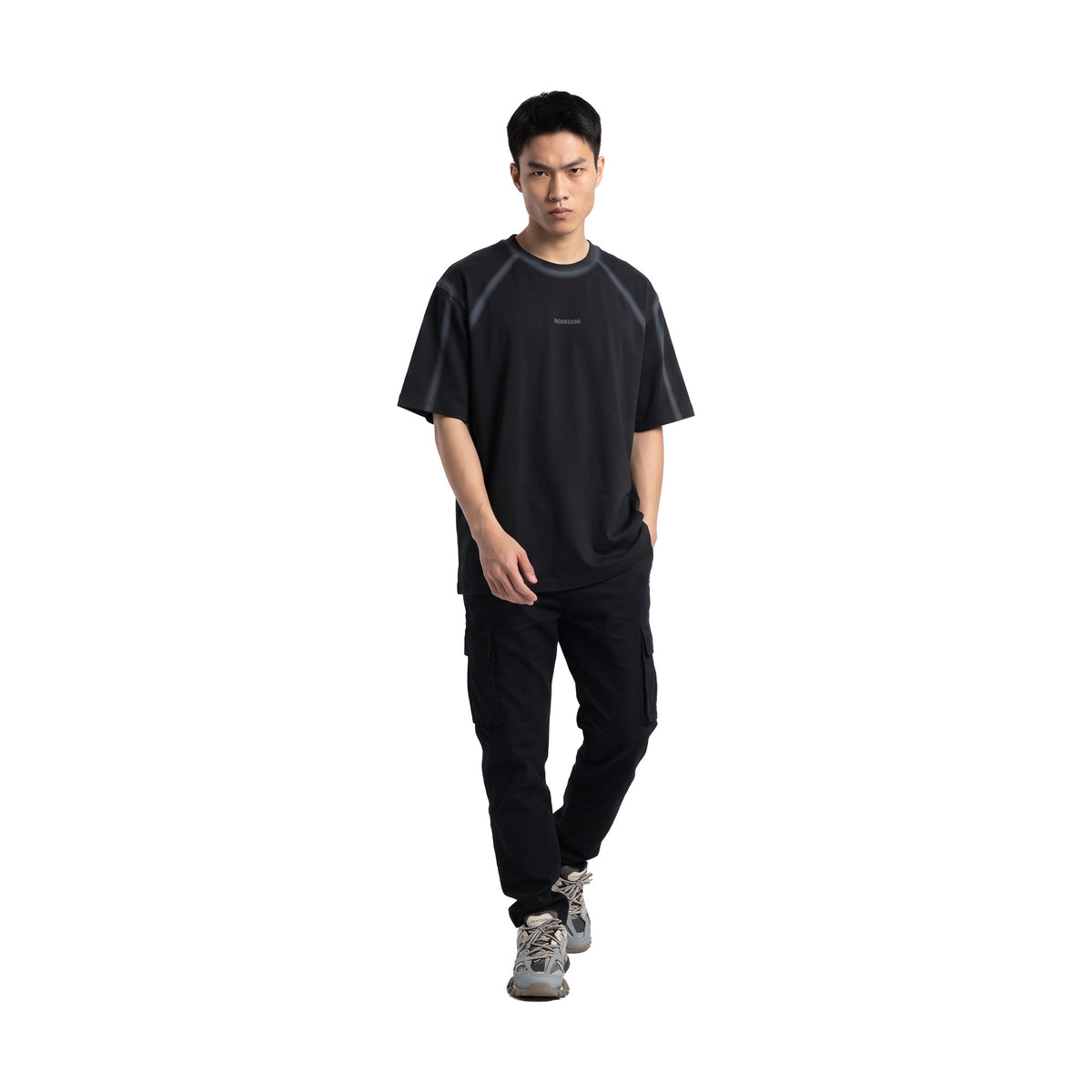 BONELESS Spray Paint Structure Tee Black (SS25)